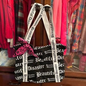 Beautiful Disaster brand tote with silk twilly. Brand new and never used.